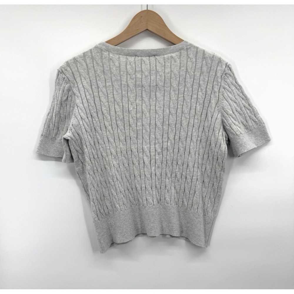 CeCe Womens Large Cable Knit Sweater Fisherman Preppy Classic Cropped Layers - Picture 3 of 7